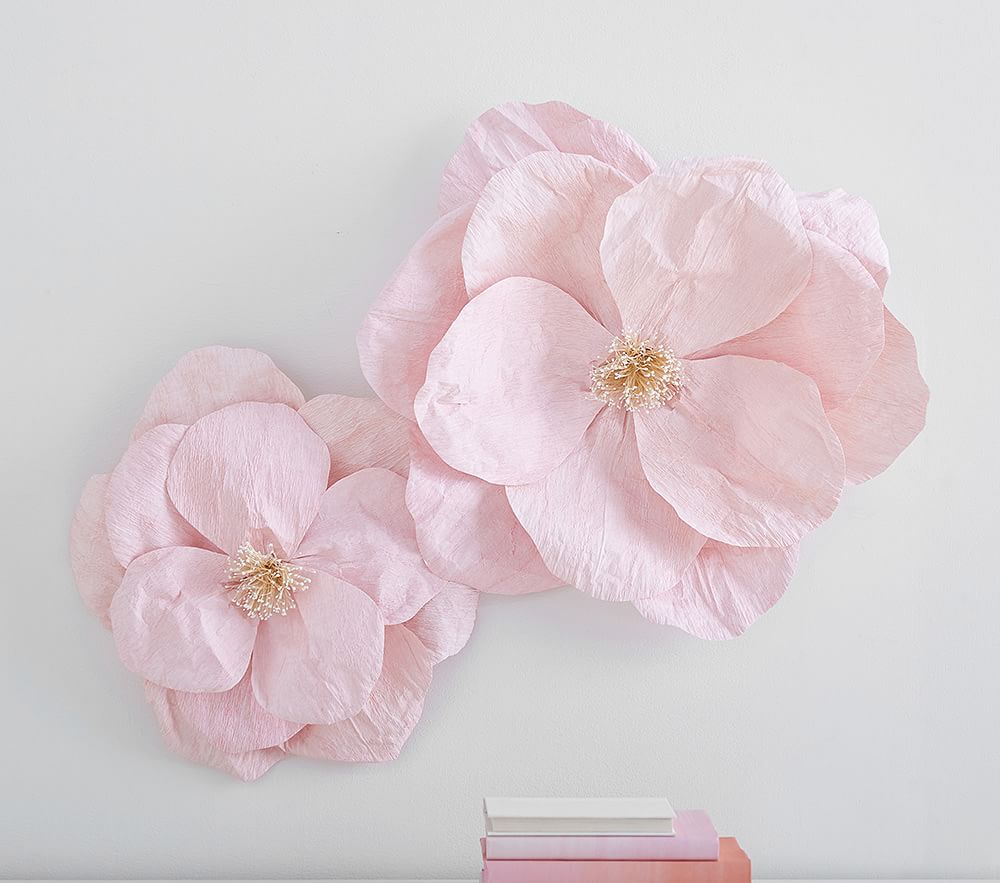 Jumbo Crepe Pink Paper Flowers Set of 2